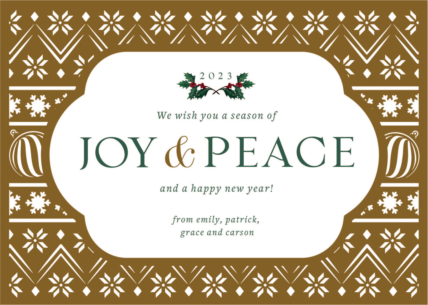 Laser Cut Holiday Card - Peace & Joy
